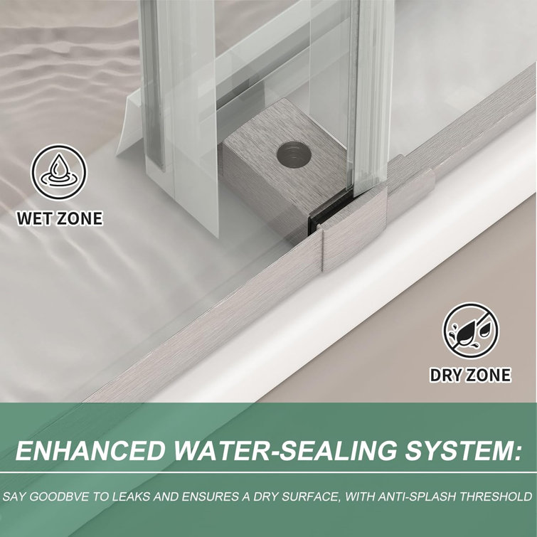 59'' W x 76'' H Single Sliding Frameless Shower Door with 3/8" (10 mm) Clear Tempered Glass