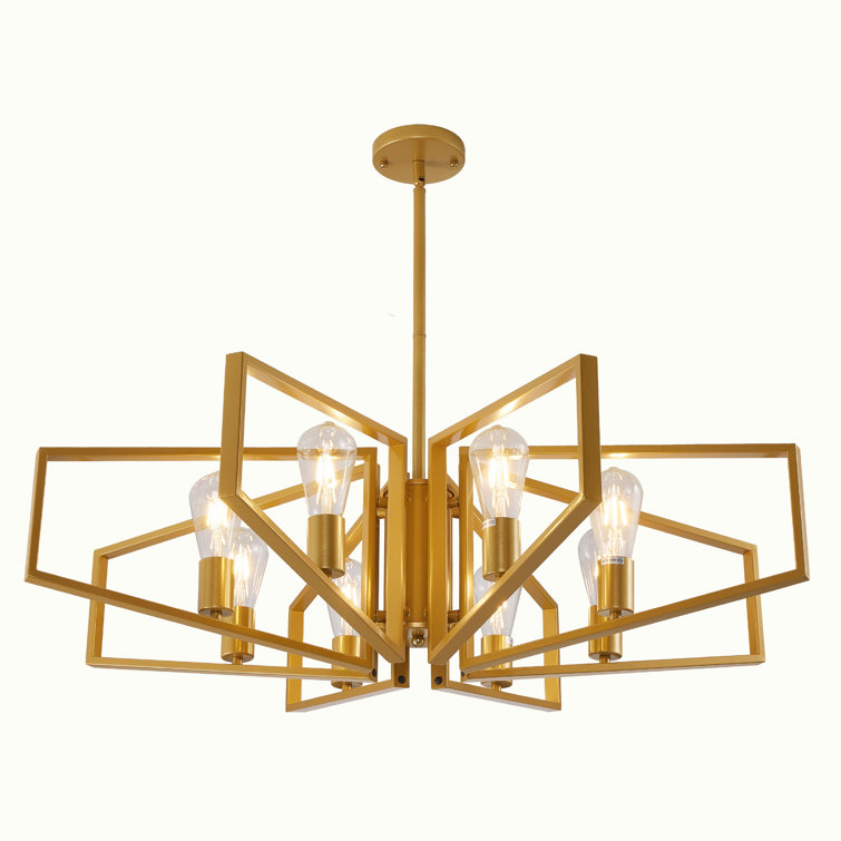 Gold 8-Light Geometric Metal Chandelier