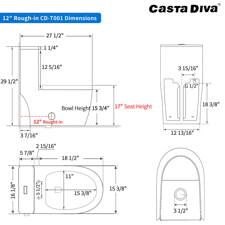 White Ceramic Dual-Flush Elongated One-Piece Toilet with Comfort Seat