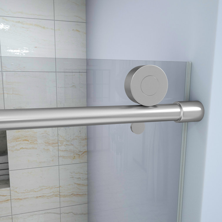 48"W x 76"H Chrome Sliding Shower Door with Tempered Glass