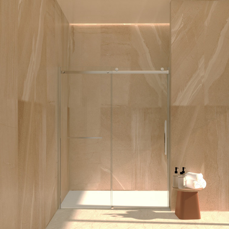 60" Frameless Sliding Glass Shower Door with Chrome Hardware