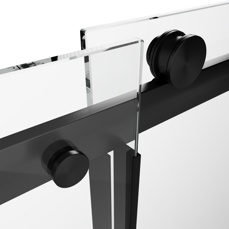 Matte Black Frameless Sliding Glass Shower Door, 56-60"W x 76"H