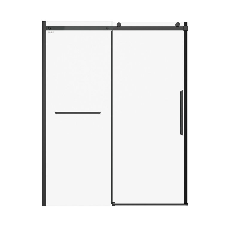 Matte Black Frameless Sliding Glass Shower Door, 56-60"W x 76"H