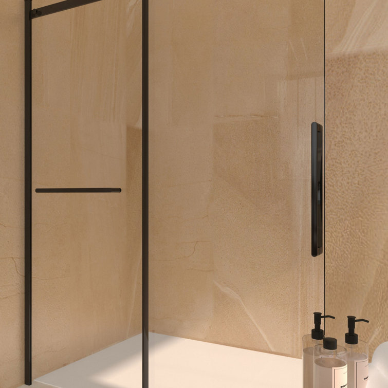 Matte Black Frameless Sliding Glass Shower Door, 56-60"W x 76"H