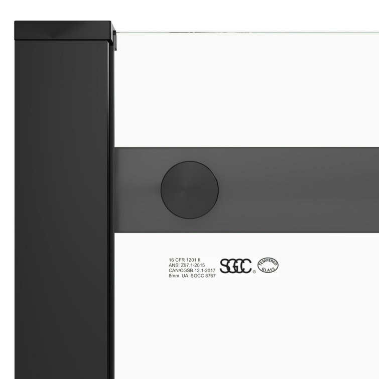 Matte Black Frameless Sliding Glass Shower Door, 56-60"W x 76"H