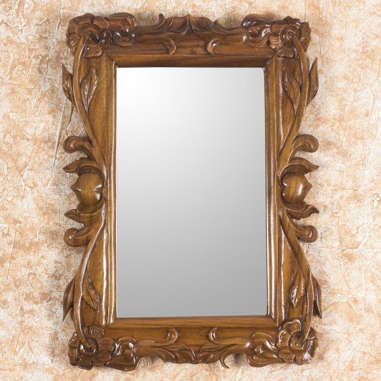 Enchanted Fairytale Rectangular Kids Wall Mirror in Brown Wood