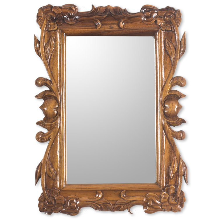 Enchanted Fairytale Rectangular Kids Wall Mirror in Brown Wood