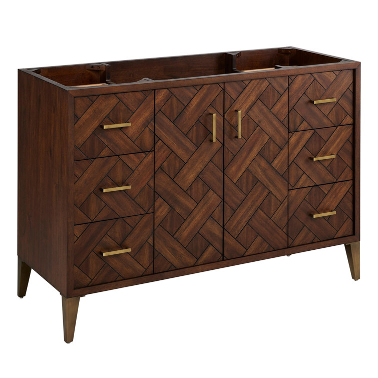 Patzi 48" Chocolate Bark Brown Freestanding Single Vanity with Carrara Marble Top