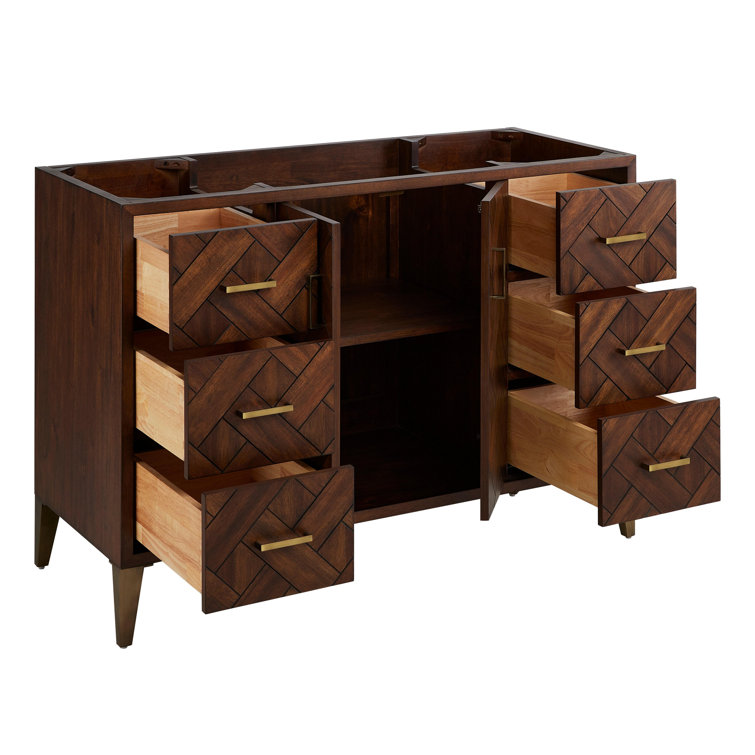 Patzi 48" Chocolate Bark Brown Freestanding Single Vanity with Carrara Marble Top