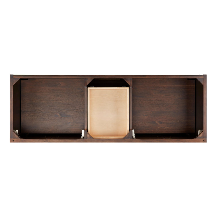 Patzi 60" Chocolate Bark Brown Double Basin Vanity Set with Carrara Marble Top