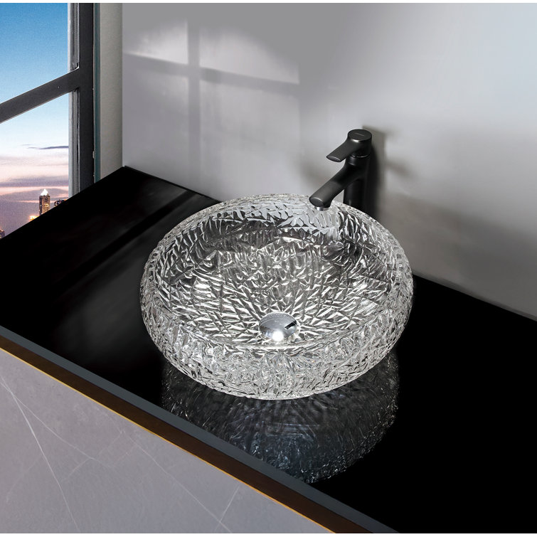 Moonshell 17" Clear Tempered Glass Circular Vessel Sink