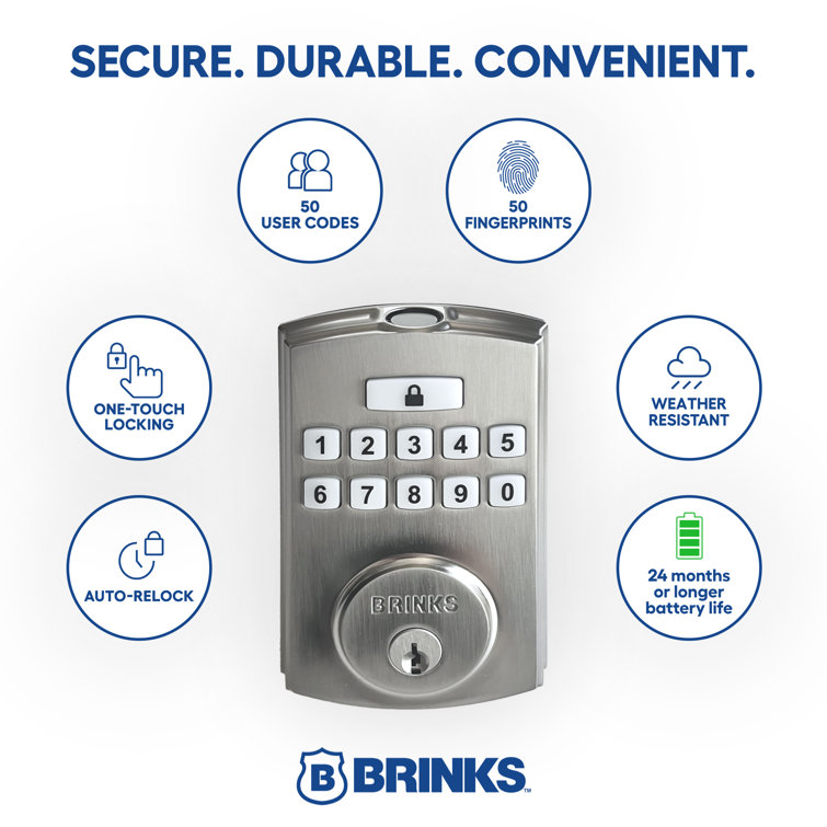 Satin Nickel Electronic Keypad Fingerprint Door Lock