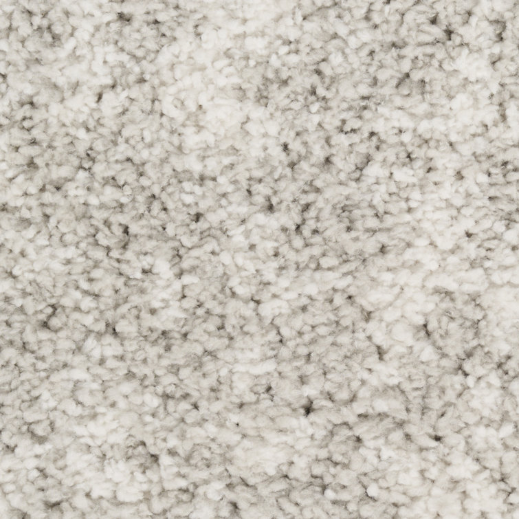 Ivory Grey Abstract Shag Synthetic Rectangular Rug 3'11" x 5'11"