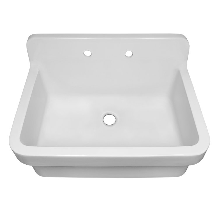 Elegant White 30" Fireclay Farmhouse Utility Sink with High Backsplash