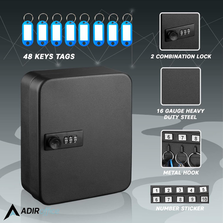 Black Steel 30-Key Secure Cabinet with Combination Lock