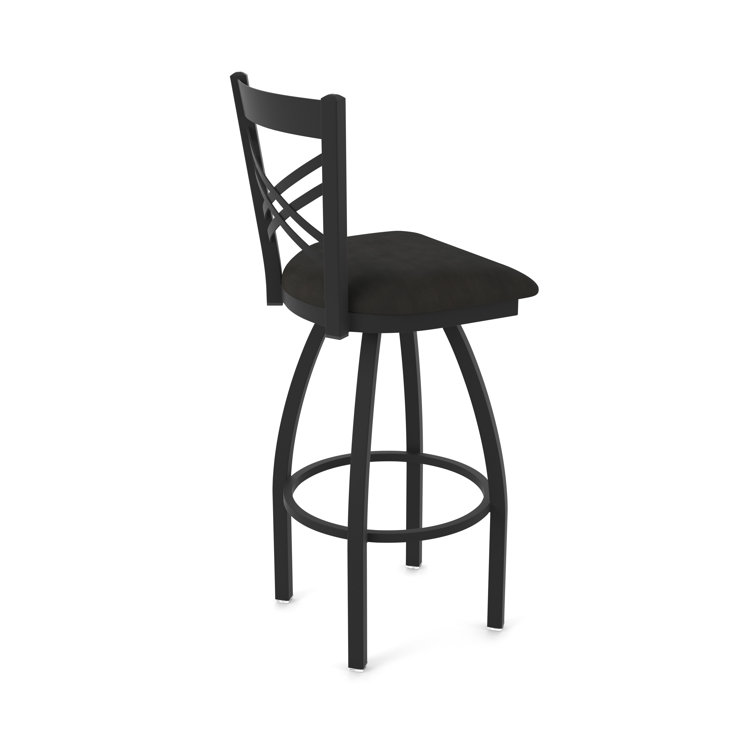Catalina Extra Tall Black Swivel Bar Stool with Faux Leather Seat