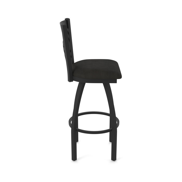 Catalina Extra Tall Black Swivel Bar Stool with Faux Leather Seat