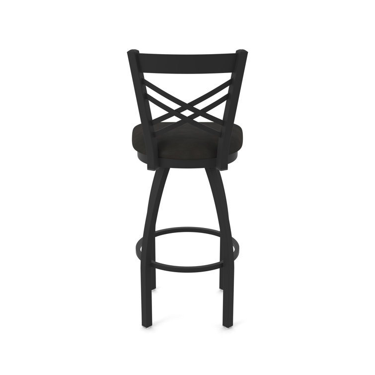 Catalina Extra Tall Black Swivel Bar Stool with Faux Leather Seat