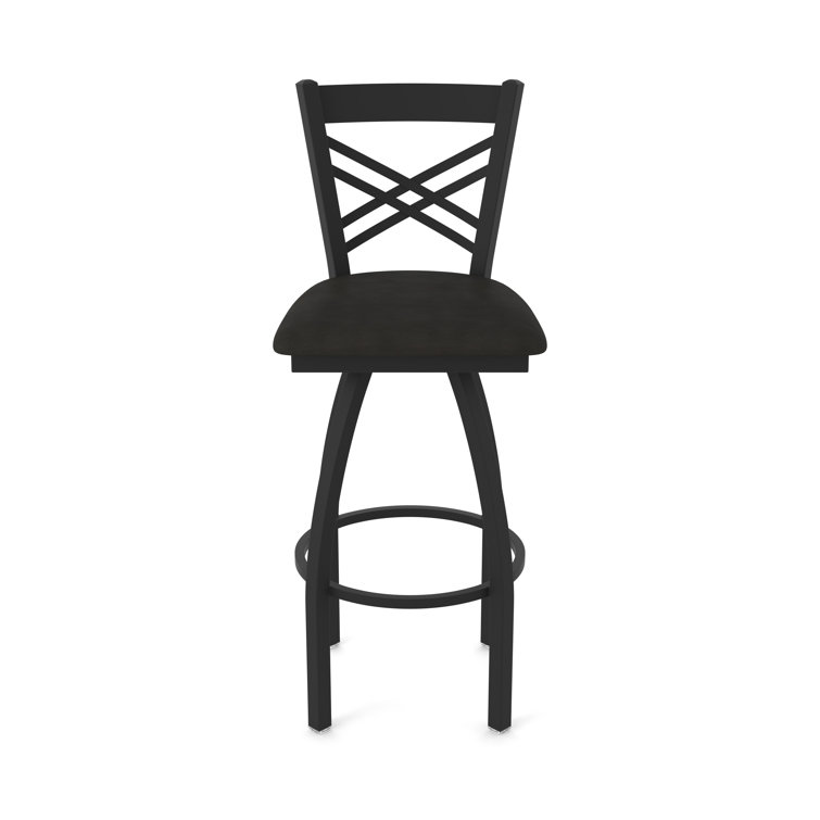 Catalina Extra Tall Black Swivel Bar Stool with Faux Leather Seat