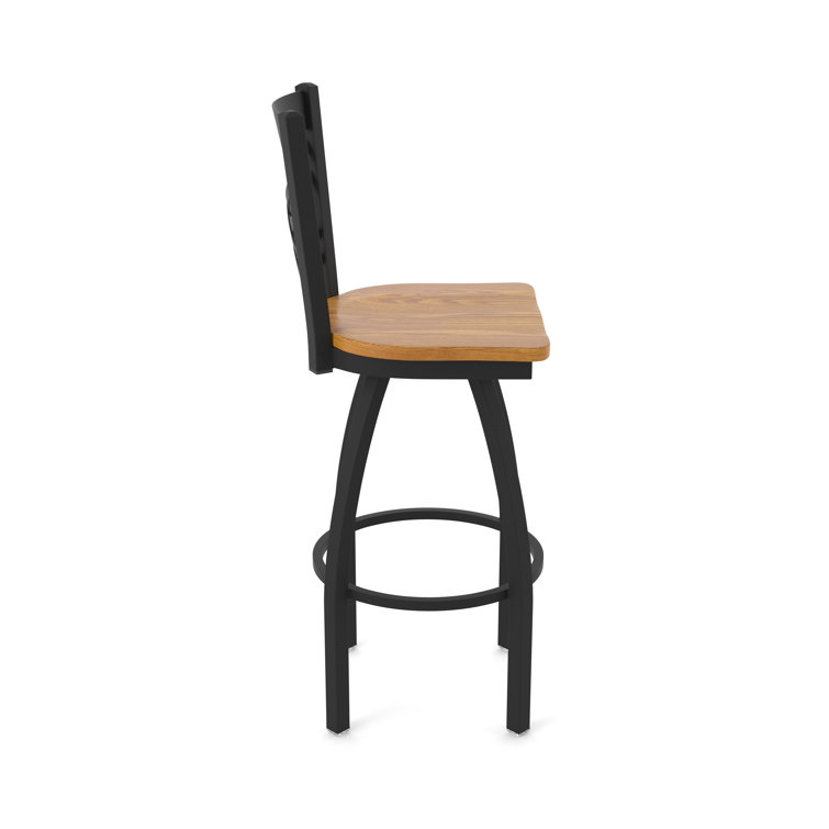 Catalina 25" Swivel Counter Stool in Black Wrinkle and Medium Oak
