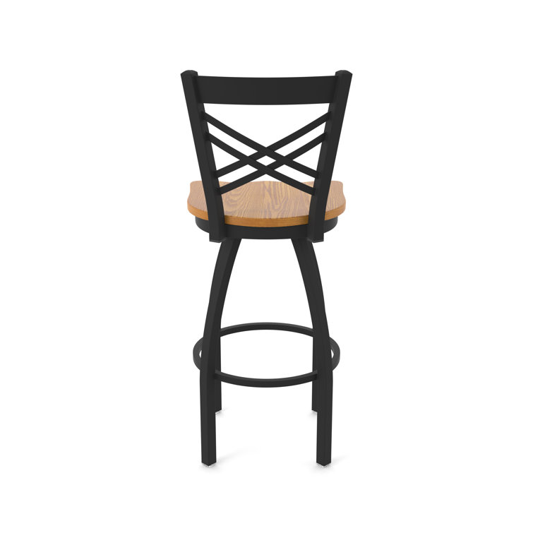 Catalina 25" Swivel Counter Stool in Black Wrinkle and Medium Oak