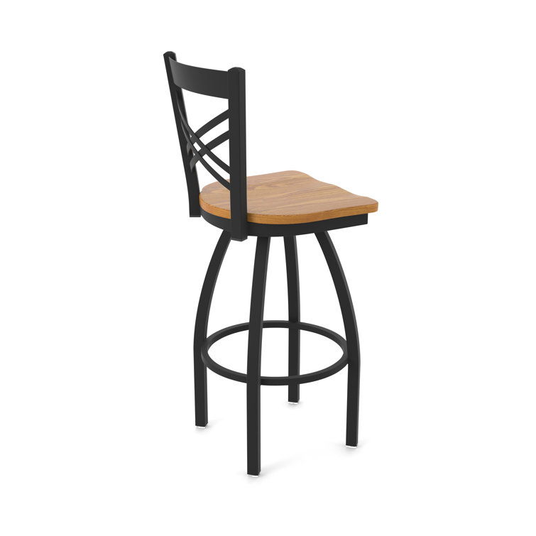 Catalina 25" Swivel Counter Stool in Black Wrinkle and Medium Oak