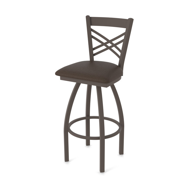Catalina 30" Swivel Bar Stool with Bronze Frame and Rein Coffee Faux Leather