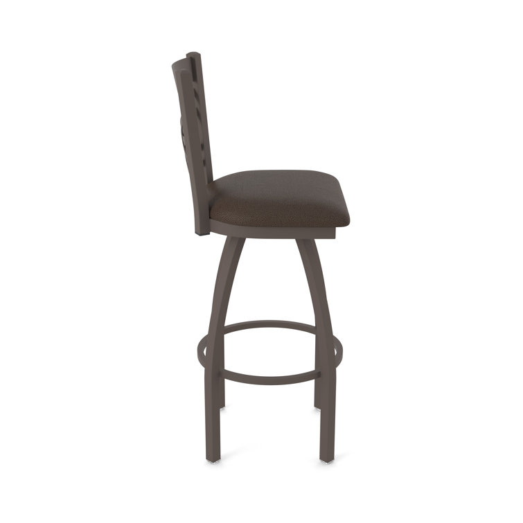Catalina 30" Swivel Bar Stool with Bronze Frame and Rein Coffee Faux Leather