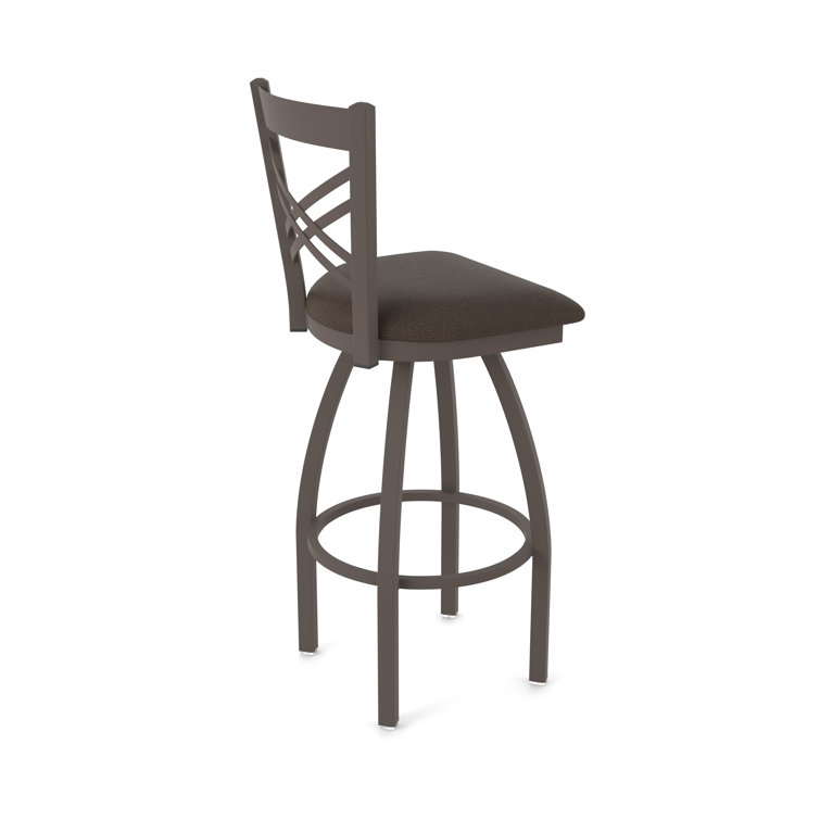 Catalina 30" Swivel Bar Stool with Bronze Frame and Rein Coffee Faux Leather