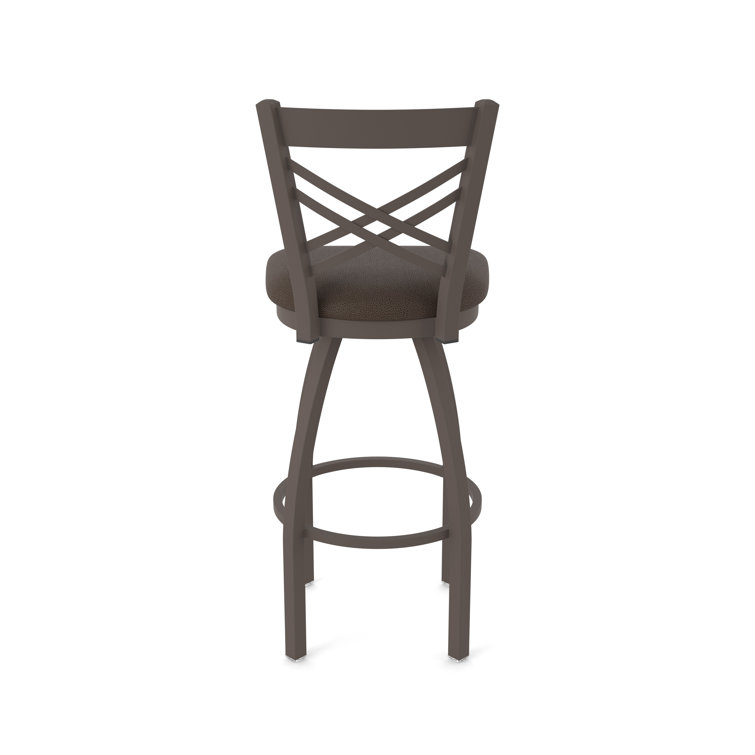 Catalina 30" Swivel Bar Stool with Bronze Frame and Rein Coffee Faux Leather