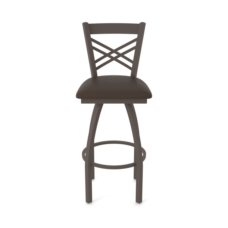 Catalina 30" Swivel Bar Stool with Bronze Frame and Rein Coffee Faux Leather