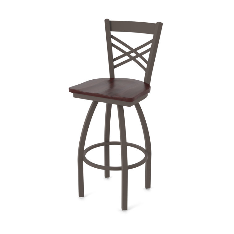Catalina 30" Bronze Swivel Bar Stool with Dark Cherry Maple Seat