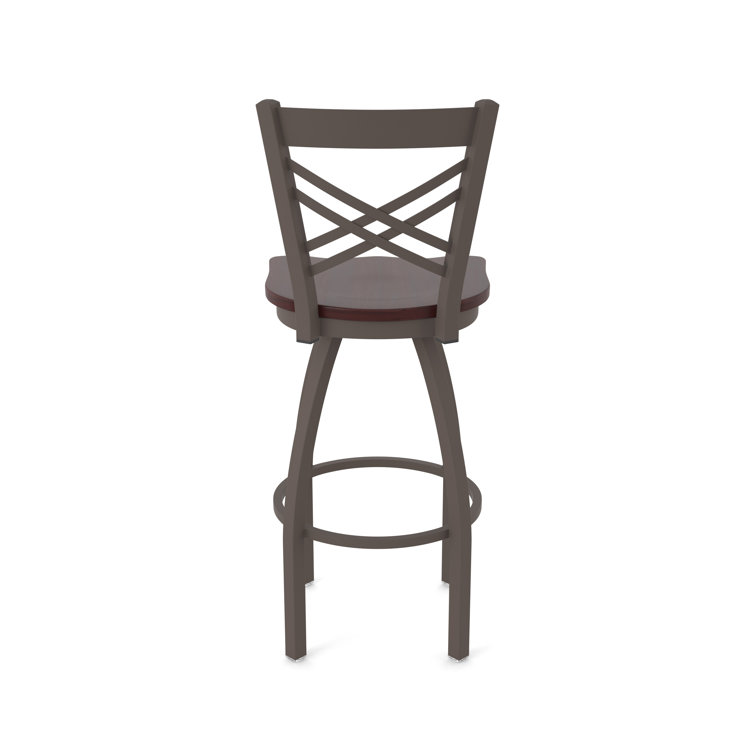 Catalina 30" Bronze Swivel Bar Stool with Dark Cherry Maple Seat