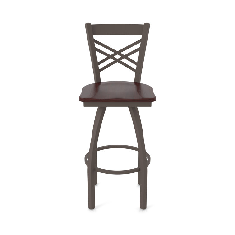 Catalina 30" Bronze Swivel Bar Stool with Dark Cherry Maple Seat