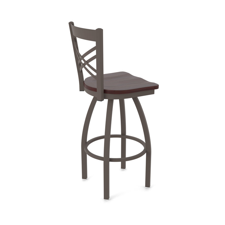 Catalina 30" Bronze Swivel Bar Stool with Dark Cherry Maple Seat