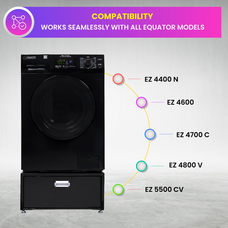 Black 1.62 cu. ft. Smart Electric All-in-One Washer Dryer with Pedestal