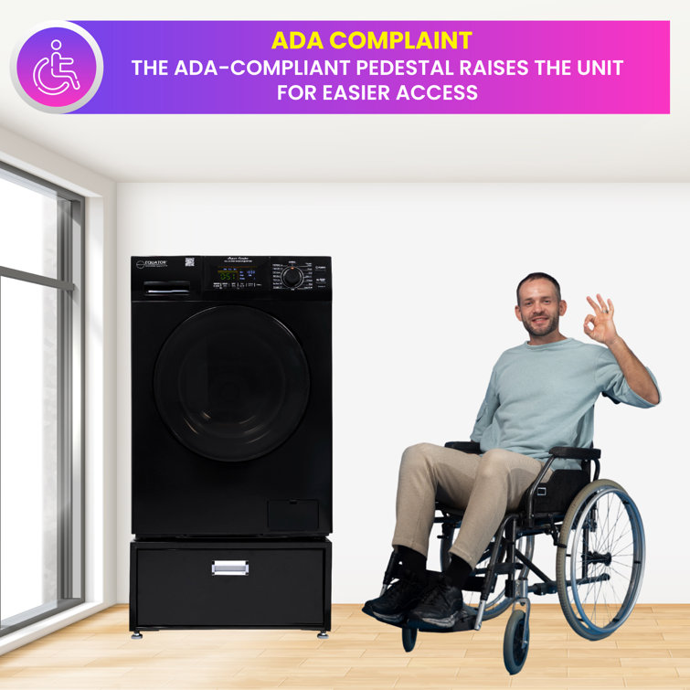 Black 1.62 cu. ft. Smart Electric All-in-One Washer Dryer with Pedestal