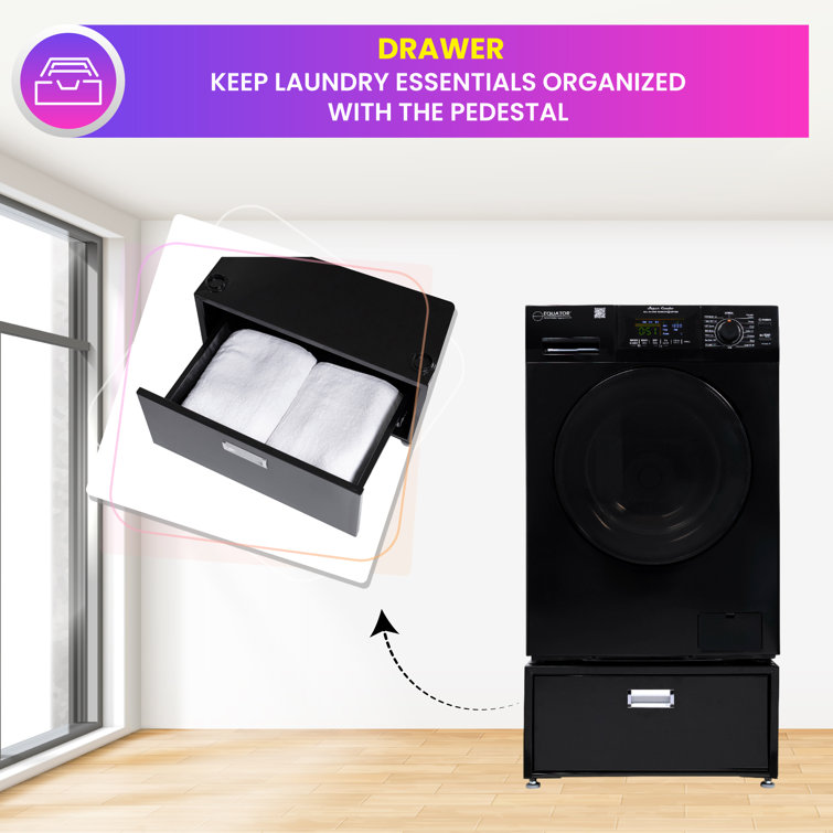 Black 1.62 cu. ft. Smart Electric All-in-One Washer Dryer with Pedestal