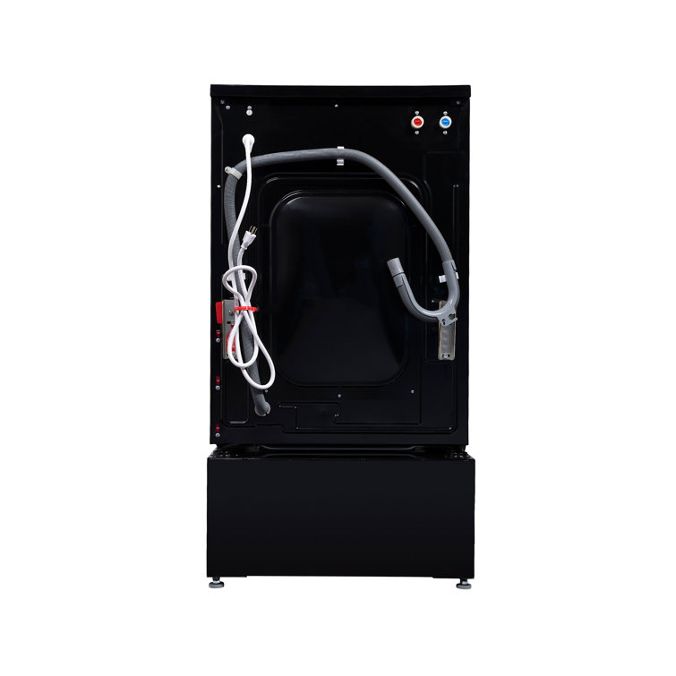 Black 1.62 cu. ft. Smart Electric All-in-One Washer Dryer with Pedestal