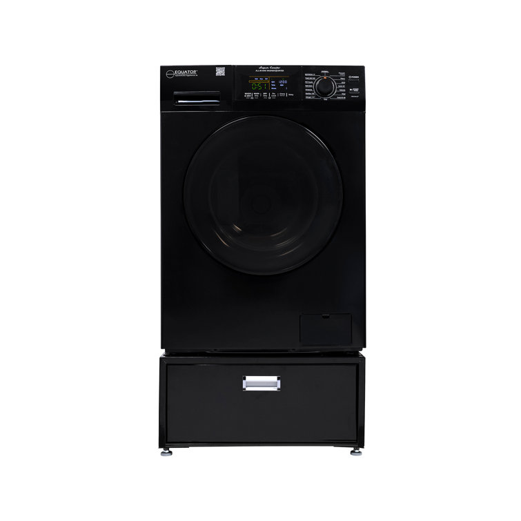 Black 1.62 cu. ft. Smart Electric All-in-One Washer Dryer with Pedestal