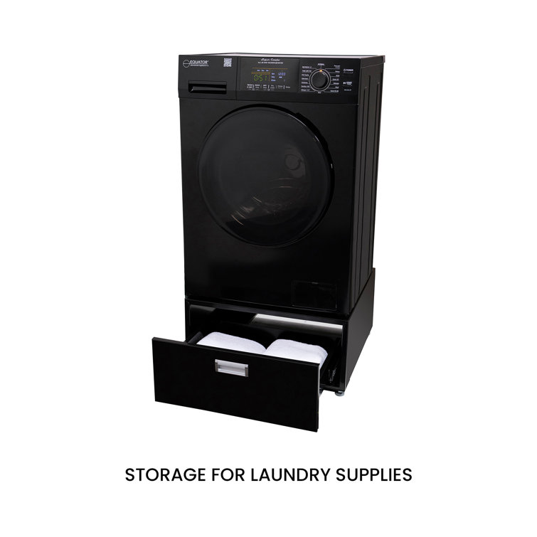 Black 1.62 cu. ft. Smart Electric All-in-One Washer Dryer with Pedestal