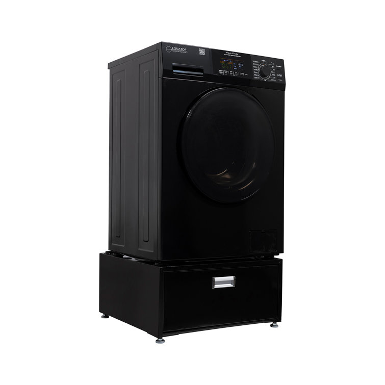 Black 1.62 cu. ft. Smart Electric All-in-One Washer Dryer with Pedestal