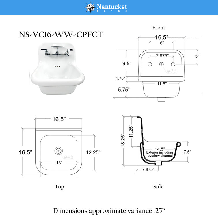 White Ceramic Wall-Mount Bathroom Sink with Chrome Faucet