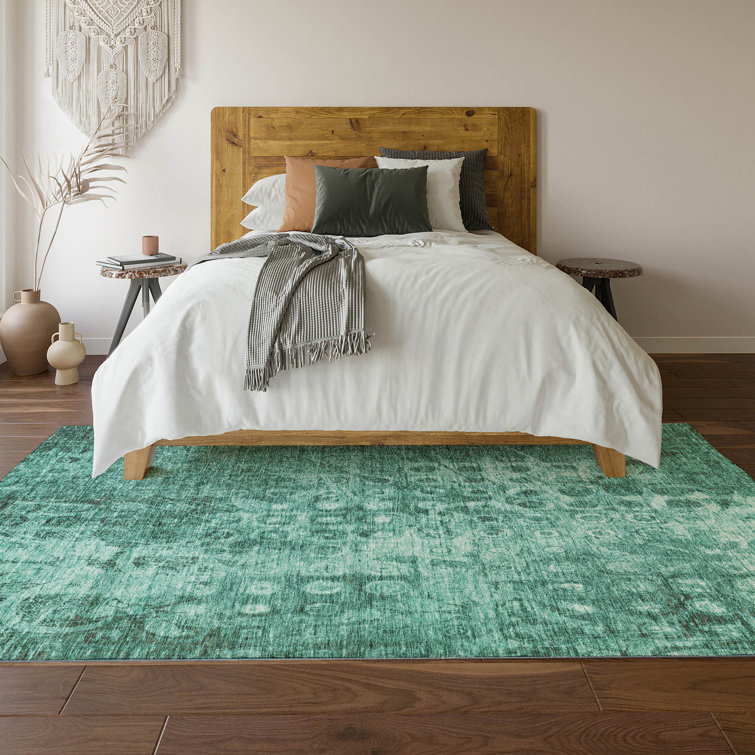 Handmade Red Synthetic Rectangular 5' x 7' Rug