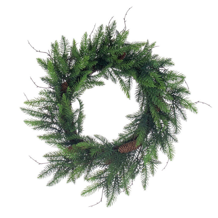 24" Green Cedar Pinecone Grapevine Christmas Wreath
