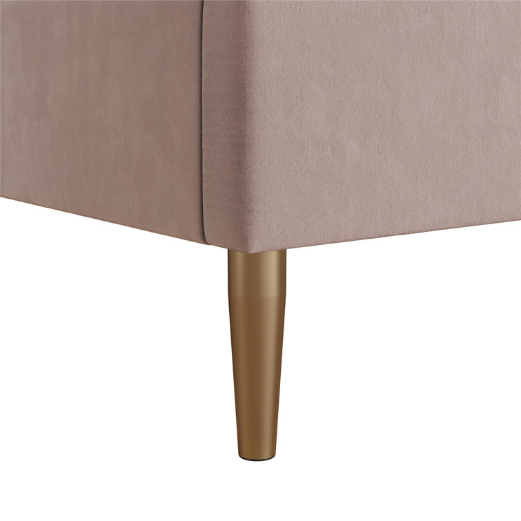 Blush Velvet Full Upholstered Bed with Tufted Headboard