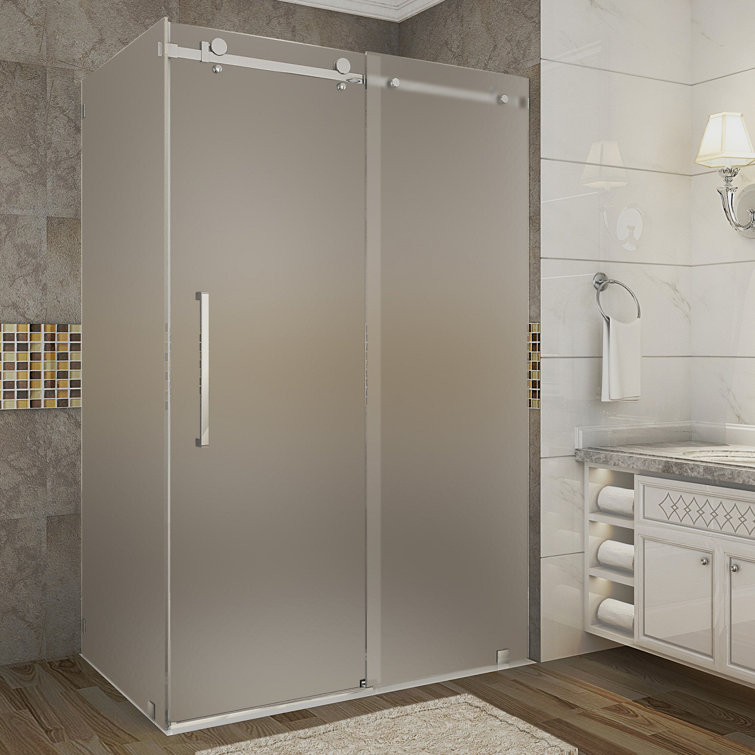 Moselle 48" x 75" Frosted Glass Frameless Sliding Shower Enclosure
