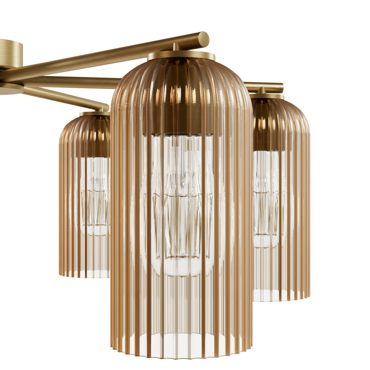 Beverly Glen Luxe Gold 6-Light Chandelier with Amber Glass Shades