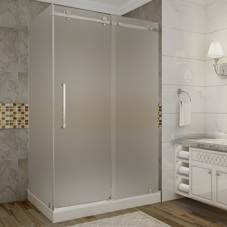 Moselle 48" x 77.5" Frameless Frosted Tempered Glass Shower Enclosure