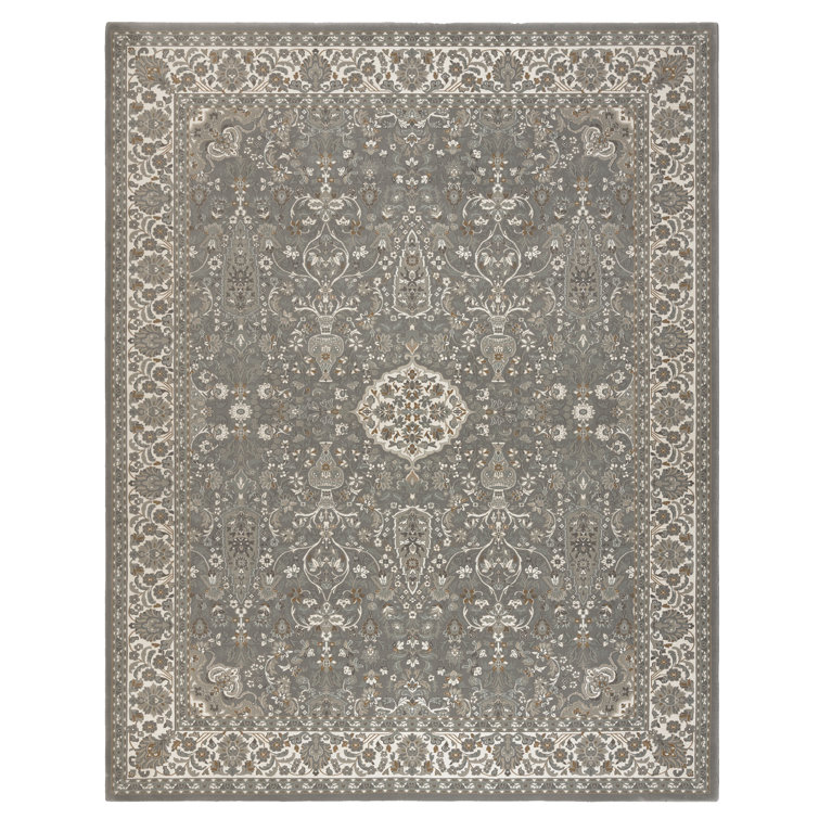Vernon Gray Tufted Rectangular Synthetic Area Rug 6' x 9'
